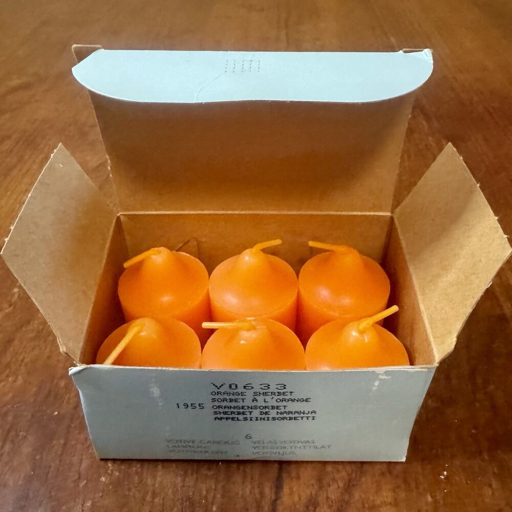 PartyLite Orange Sherbet Votive Candles 6 Pack Vintage NOS
